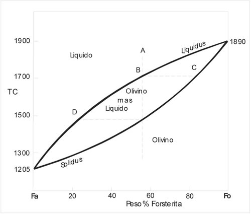 Fig. 6-7. Sistema de solucin slida del olivino.