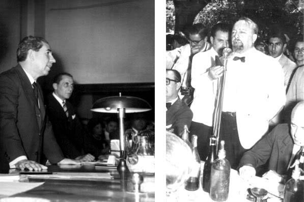 El Rector Eugenio F. Virla (izquierda) y el Gobernador Juan Manuel Salas (derecha) dos principales protagonistas del acuerdo llamado “Acta del Farallón Negro” que ambos firmaron haciendo uso de la representación que tenían.