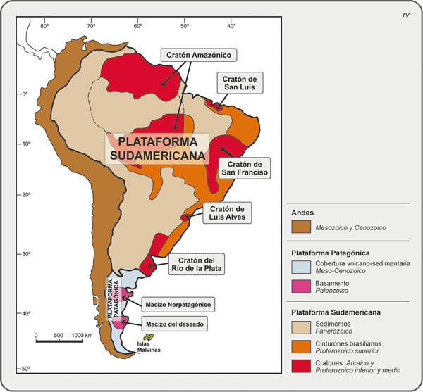 Figura 9.2. Unidades geotectónicas mayores de Sudamérica.